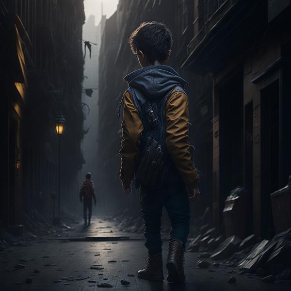 Download image of a boy wearing a hoody  walking in a city at the dark nights-banrupi