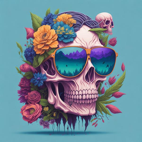 An image of a dead skull wearing a glass-banrupi