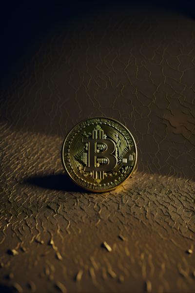 Download image of Bitcoin cryptocurrency, rendered in golden tones with a shining metallic texture.-banrupi