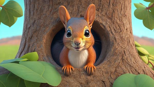 An image of a squirrel hiding in a tree-banrupi