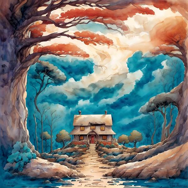 Download image of a painting of a beautiful small house .-banrupi