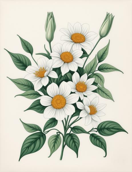 An image of a Vintage Style Floral Painting with White Background-banrupi