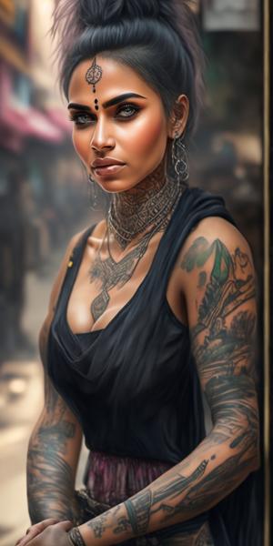 An image of a beautiful women with a tattoo on her body-banrupi