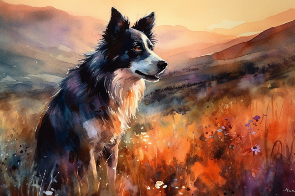 An image  of a Dog created by combination of a Water Color art-banrupi