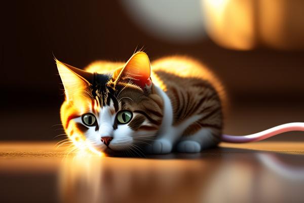 An image of a small cute little cat looking for a mouse.-banrupi