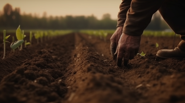 An image depicting the beauty of agriculture with farmers working the Land, Cultivating Crops, and Tending to the fields.-banrupi