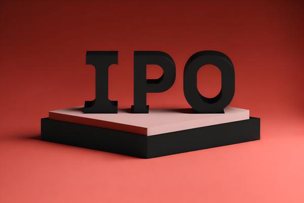 Download image a black podium with the bold letters "IPO" in red prominently displayed on the front-banrupi